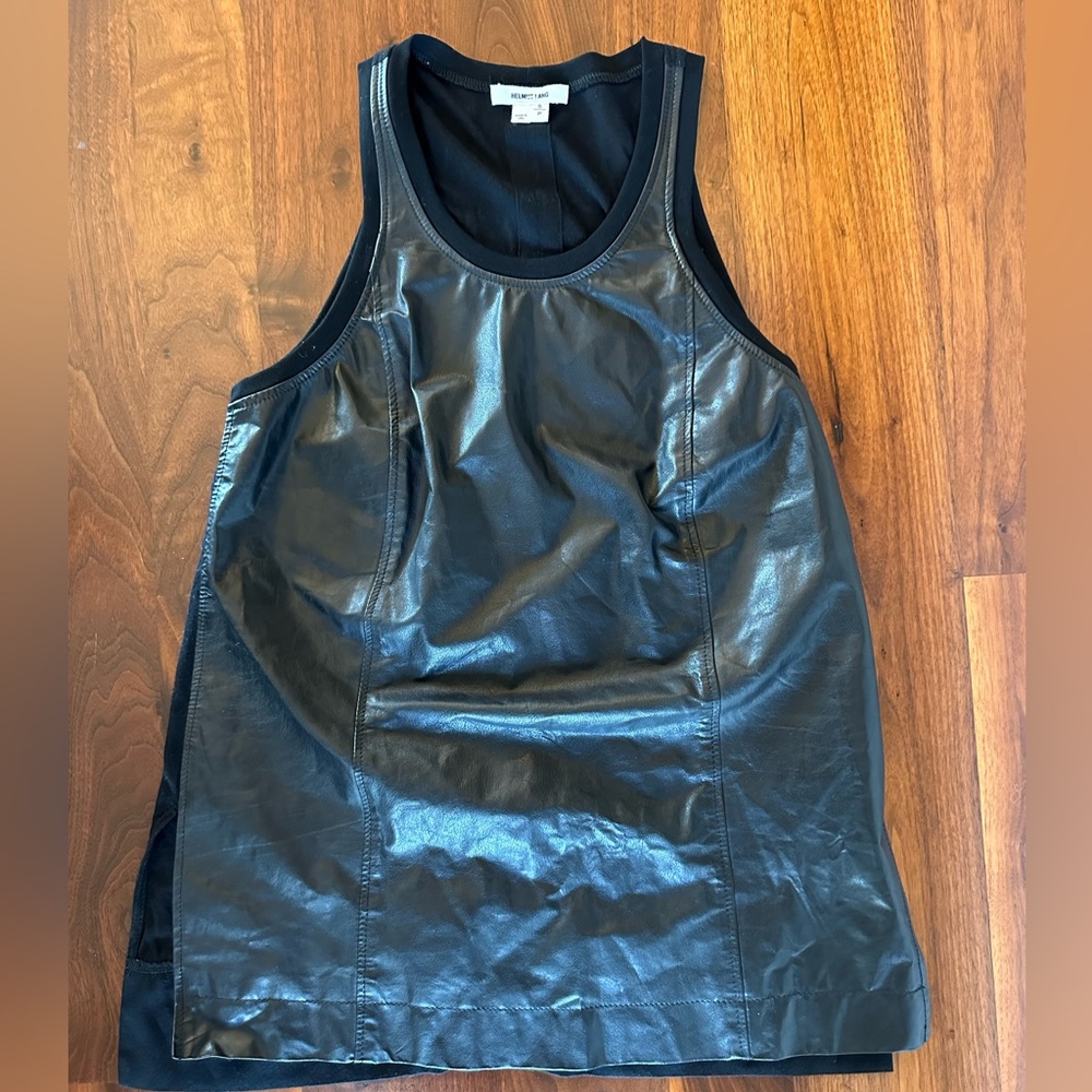 Helmut Lang black leather tank top